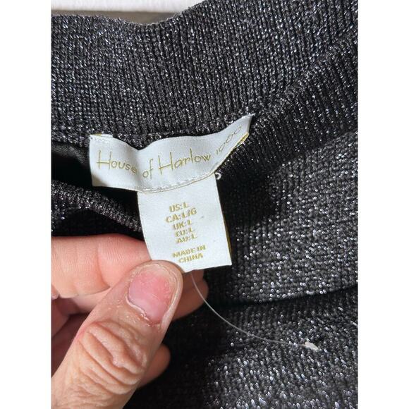 House of Harlow 1960 Black One Shoulder Crop Top & Maxi Skirt Set Size Large - Picture 8 of 8